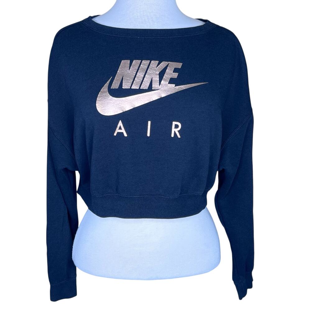 Nike Air Women’s Cropped Sweatshirt w/Metallic Copper Logo & Back Zipper Small